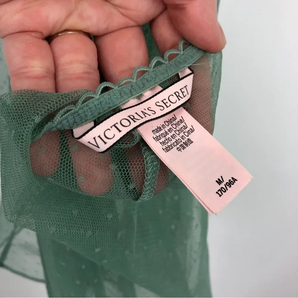 Victoria’s Secret Babydoll Womens M Green‎ Lacy Open Back Lingerie